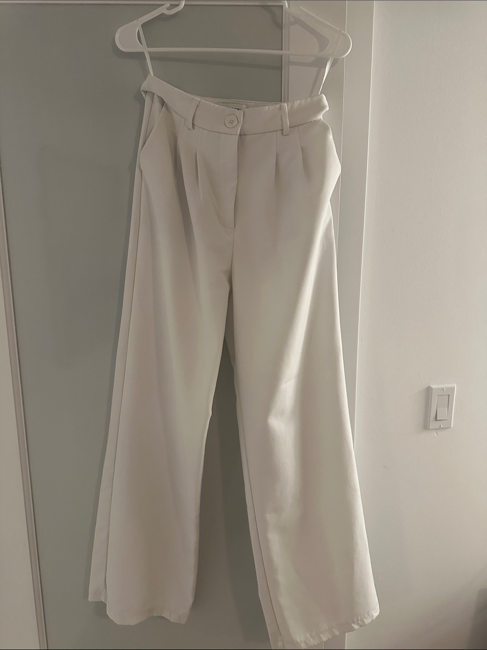 Princess Polly Archer Pants High-Waist Wide-Leg White Trousers